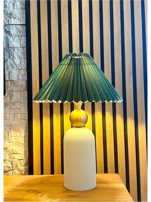 Decodelight Yimpi Dokulu Krem Boyalı Eskitme Toplu Metal Ayak Pileli Veya Hazeran Şapkalı Modern Abajur