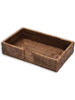 Caspari Rattan Guest Towel Napkin Holder In Dark Natural - 1 Each
