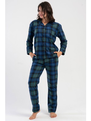 Vienetta Kadın Polar Tamamı Düğmeli Uzun Kol Pijama Takım, 161842