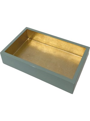 Caspari Celadon With Gold Lacquer Guest Towel Napkin Holders