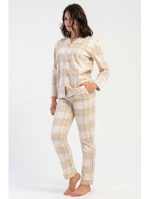 Vienetta Kadın Polar Tamamı Düğmeli Uzun Kol Pijama Takım, 161847