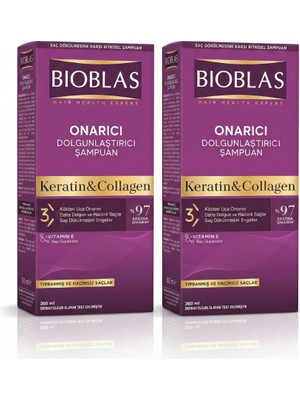Bioblas Keratin & Kolajen Onarıcı Dolgunlaştırıcı Şampuan 360 ml - (2 Adet)