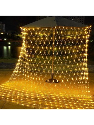 CoverZone 2x2 Metre 144 LED Ağ Perde Işık – Sıcak Beyaz Dekoratif LED Aydınlatma, Fişli Yılbaşı, Parti, Balkon ve Oda Süsleme Işıkları