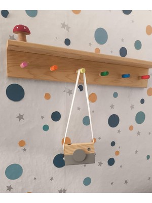 Özbience Ahşap Fotoğraf Makinası Çocuk Odası Duvar Dekoru Doğal Oyuncak