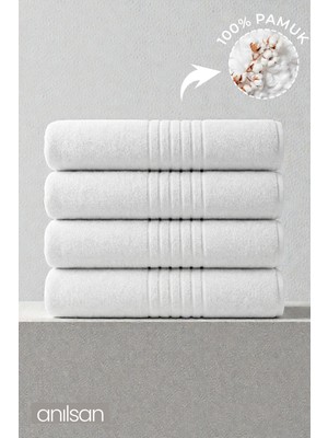 Anılsan 4'lü Strip Banyo Havlusu - 70x140 Cm, 475 Gr, %100 Pamuk, Spa Ve Otel Havlusu