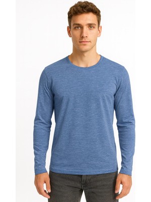 Axxel Erkek Mavi Melanj Uzun Kollu Süprem T-SHIRT-D2275
