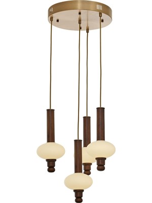 Avonni AV-5299-4ET Eskitme Kaplama Modern Avize E27 Metal Ahşap 35 cm