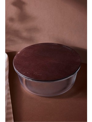 Perotti Locky Wood 1300 ml Yuvarlak Cam Saklama Kabı