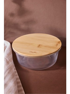 Perotti Locky Bamboo 970 ml Yuvarlak Cam Saklama Kabı
