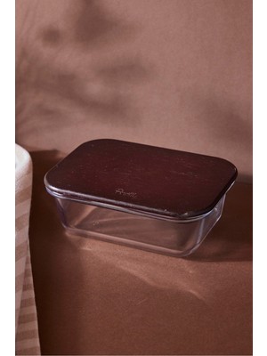 Perotti Locky Wood 370 ml Dikdörtgen Cam Saklama Kabı