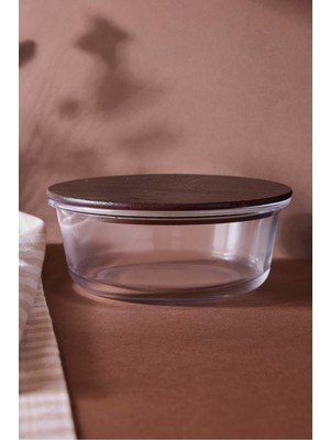 Perotti Locky Wood 970 ml Yuvarlak Cam Saklama Kabı