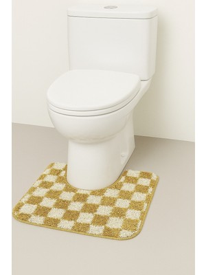 Eurobano 60X50 cm Yıkanabilir Kaymaz Taban Banyo Klozet Önü Tekli Paspas Chess