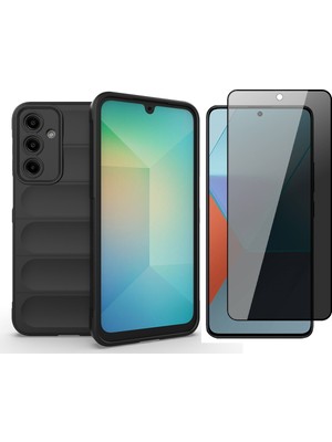 Vendas Samsung Galaxy A17 Kılıf Esnek TPU Oyuklu Arka Yüzey Tasarımlı Zore Etnik Silikon Kapak + Hayalet Cam Ekran Koruyucu