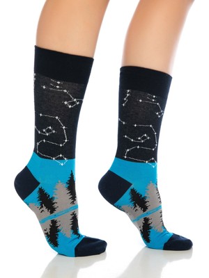 Dayco Gece Yıldız Desenli Renkli Soket Çorap