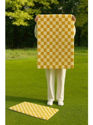 Eurobano Chess 2'li Banyo Paspası Kaymaz Taban 80X50 40X50