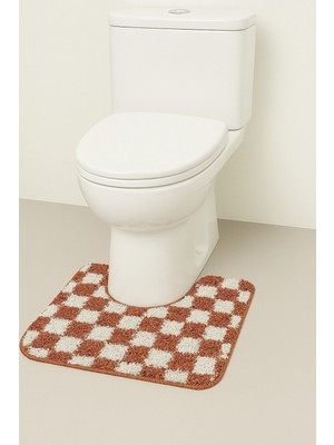 Eurobano 60X50 cm Yıkanabilir Kaymaz Taban Banyo Klozet Önü Tekli Paspas Chess