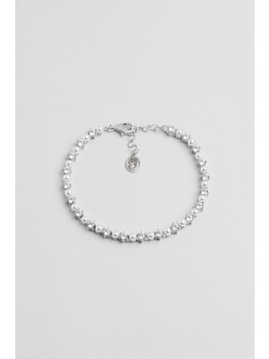 So CHIC Amelie 18 Ayar Beyaz Altın Kaplama 19 Cm Gümüş İnci Bileklik