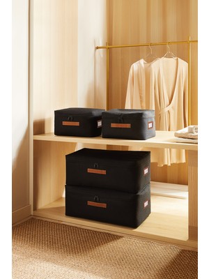 Ocean Home Textile 4'lü Siyah Renk Jüt Hurç Set 2 Adet 30 x 22 x 18 / 2 Adet 52 x 28 x 21 cm