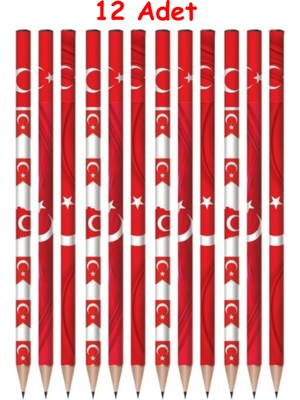 Fatih 12 Adet Kurşun Kalem Türk bayraklı
