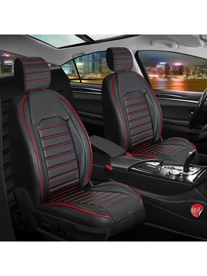 Ford Puma Deri Oto Koltuk Kılıfı Ön Arka Set Siyah Kırmızı Original Seri Şhn