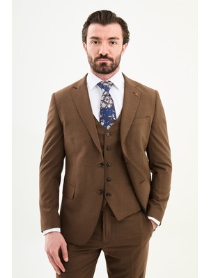 MCR Düz Slim Fit Mono Yaka Klasik Yün Erkek Takım Elbise