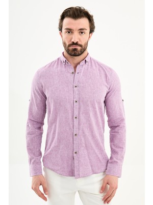 MCR Düz Slim Fit Basic Keten Erkek Gömlek