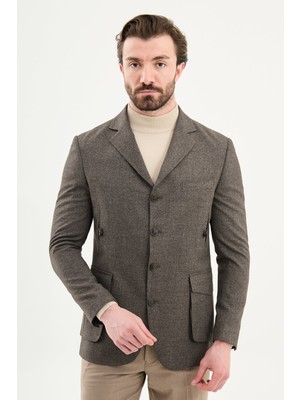 MCR Düz Slim Fit Mono Yaka Torba Cep Düğme Detaylı Erkek Ceket