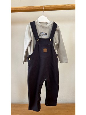 Jovıel Fitilli Kadife Bebek Salopet Takım Happy Trail Uzun Kollu Body Tulum Set