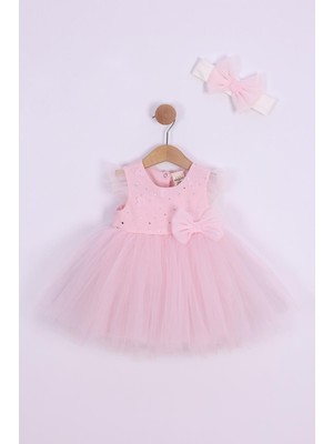 Serkon Pembe Kalp Robalı Kız Bebek Elbise