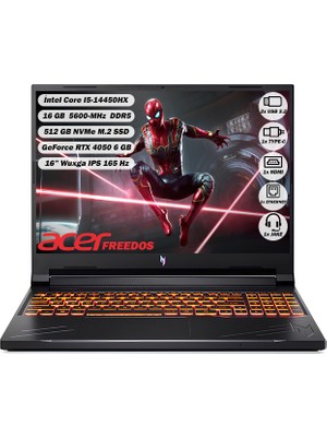 Acer Nitro ANV16-71 I5-14450HX 16 GB 512 SSD RTX 4050-6 GB 16" WUXGA IPS 165 Hz Freedos NH.QTREY.001