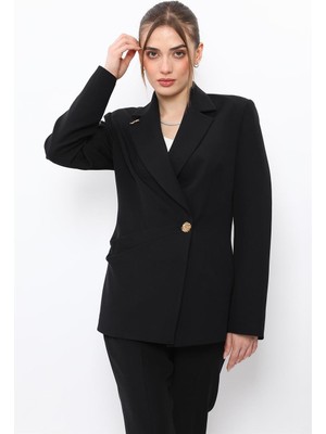 Önder Özsoy Erkek Yaka Asimetrik  Ceket-Siyah