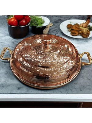 Bakır Center Bakır Kavurma/kebap Sacı Kapaklı Bakır Sac Tava Sunum Tavası Saç Kavurma Sunum Tabak Menemen