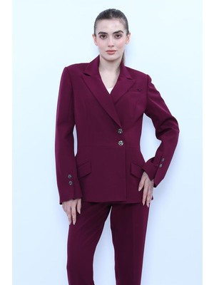 Önder Özsoy Erkek Yaka Kol Yırtmaçlı Ceket-Mürdüm