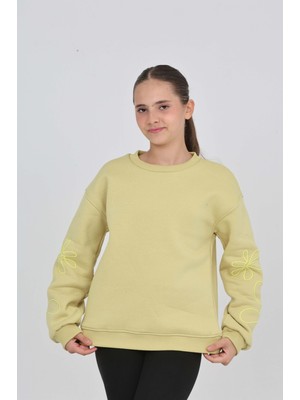 Toontoy Kız Çocuk Relax Fit Bisiklet Yaka Düşük Omuz Sweatshirt