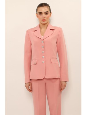 Önder Özsoy Bebe Yaka Klasik Ceket-Pudra