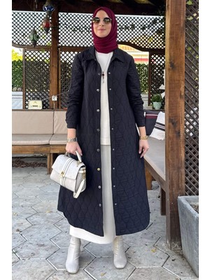 Rabia Şamlı Elmas Kapitone Kap Siyah