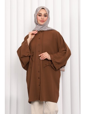 İmaj Butik Kahverengi Yarasa Kol Linda Tunik