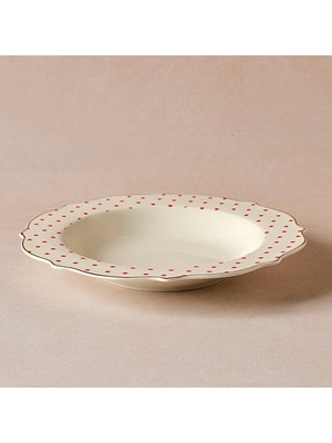 Karaca New Romantic Puantiyeli Çukur Tabak 24 cm Kırmızı