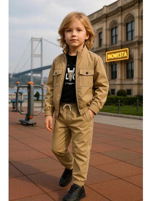 Erkek Çocuk Premium Softshell Üst Kalite Paraşüt Kumaş 3'lü Takım