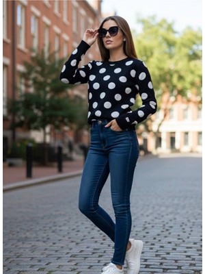 Yusgos Kadın Bisiklet Yaka Çelik Örgü Puanlı Yüksek Kaliteli Triko Kazak