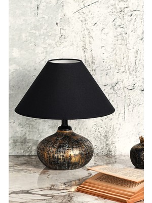 HMY Design Retarder Handmade Seramik Abajur Gold Siyah