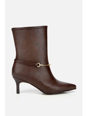 Yaya By Hotiç Kadın Kahverengi Kemer Detaylı Tokalı Bilekte Topuklu Bot