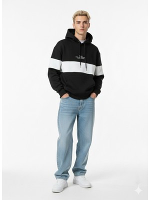 Ribana Classic Unısex 3 Iplik Kapüşonlu Yumuşak Dokulu Baskılı Cep Detaylı Sweatshirt