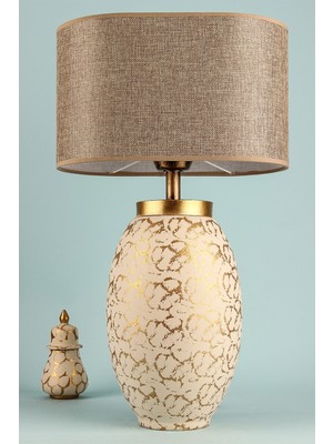 HMY Design Rayon Handmade Seramik Abajur Krem Gold