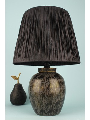 HMY Design Noyer Handmade Seramik Abajur Gri-Siyah