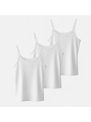 Serem Yıldızı Kadın Beyaz 3 Adet Ip Askılı Ince Atlet