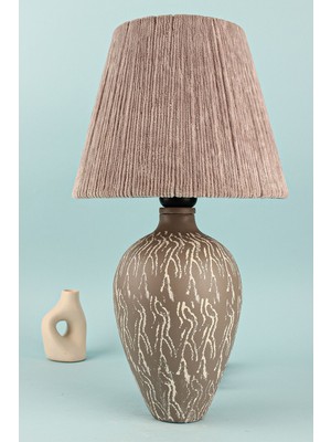 HMY Design Pion Handmade Seramik Abajur Gri-Beyaz