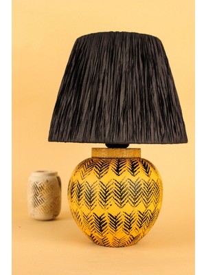 HMY Design Enfant Handmade Seramik Abajur Turuncu-Siyah