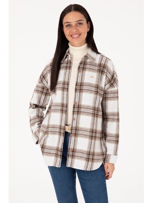 U.S. Polo Assn. Kadın Krem Uzun Kollu Oduncu Gömlek 50316698-VR027