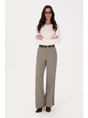 U.S. Polo Assn. Kadın Kahverengi Loose Fit Kanvas Pantolon 50315923-VR029